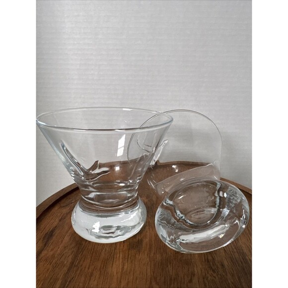 Grey Goose Vodka Stemless Martini Cocktail Glass Embossed Logo Set of 2 Heavy - Picture 8 of 9